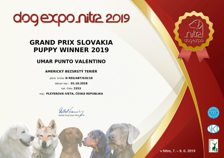 UMAR GRAND PRIX SLOVAKIA PUPPY WINNER 2019