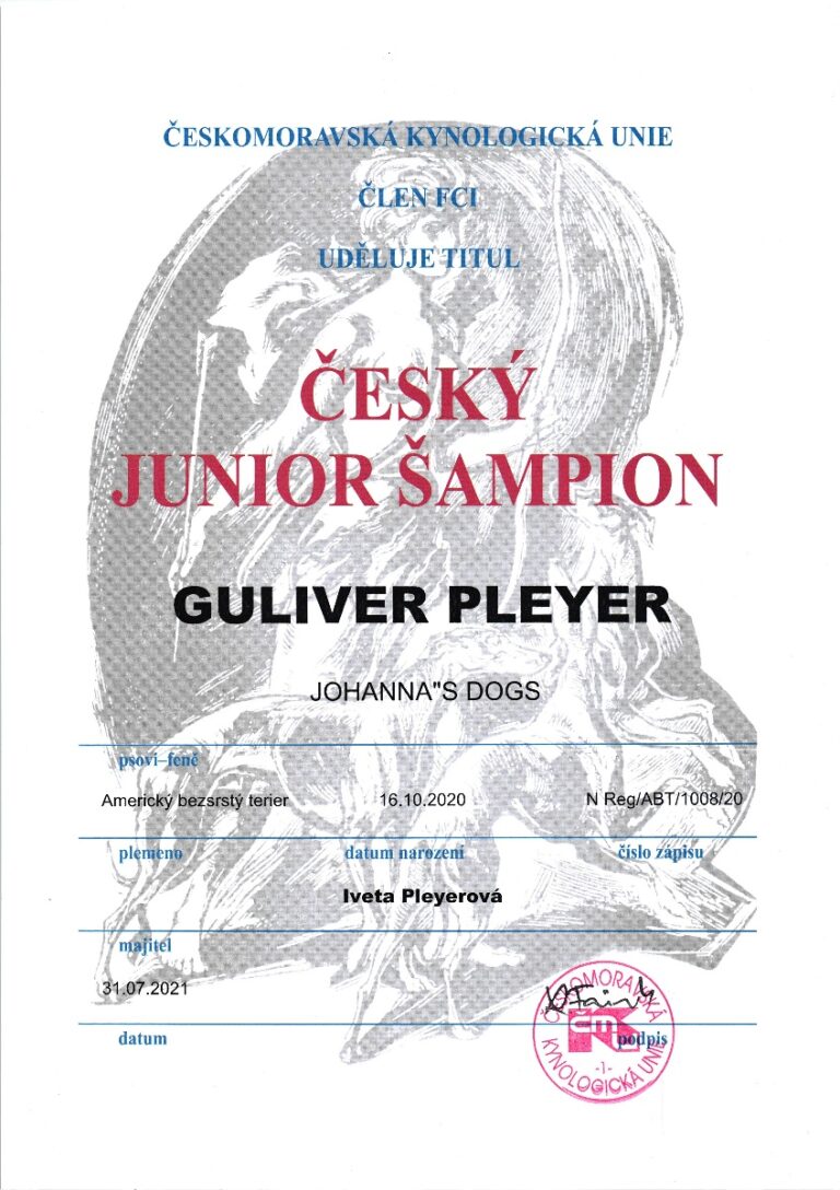 1.Guliver Pleyer Český Junior Šampion